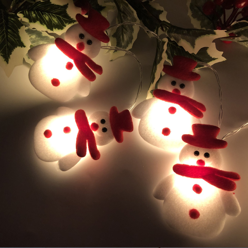 1.65M 10LED Sneeuwpop Kerstman String Light Garland Kerstboom Decor Nieuwjaar Batterij Fairy Lamp Verlichting Noel