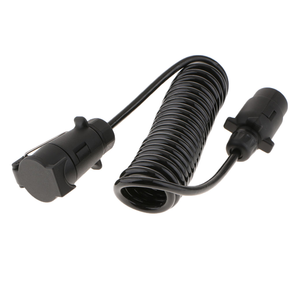 Black Round RV 7-Way 7-Pin Trailer Light Adapter Plug Connector 2 Meters