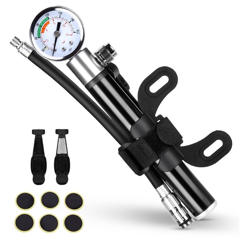 Portable Manual High Pressure Bike Pump Compact Bicycle Air Pump for Road Mountain Bike Cycling Outdoor Sports Repair H053