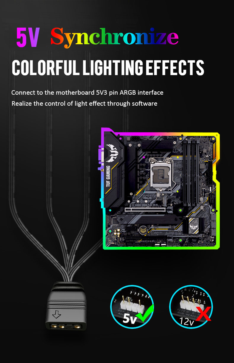5V 3 Pin 3pin to SATA ARGB Mini Adapter Controller HUB Computer Fan LED Lighting CPU Cooler Water Cooling RGB Control Cable
