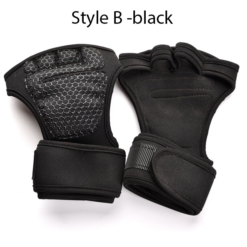 1Pair Dumbbells Gloves High Elastic Breathable Anti-Slip Silicone Weightlifting Wristband Grip Bracer Gloves Indoor Sports Glove: style B black / M