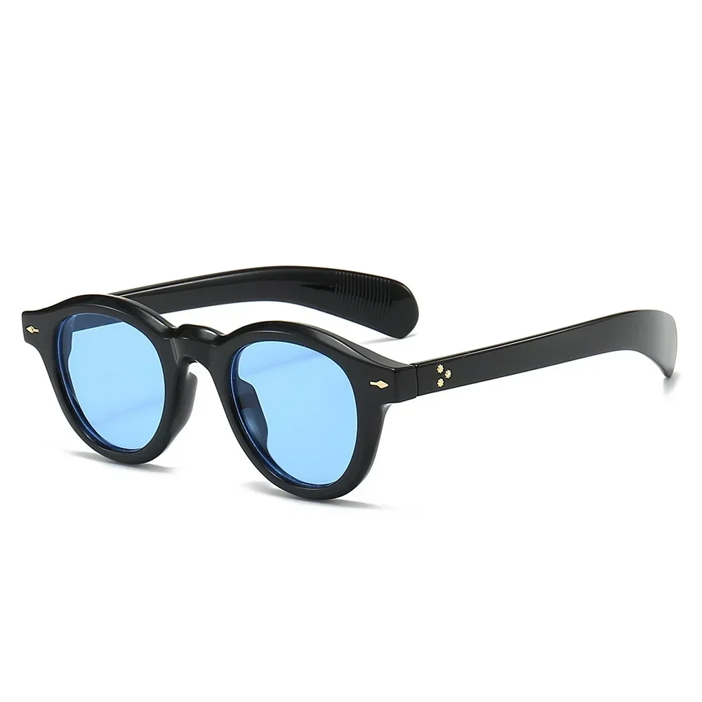 JNPCXI Anti-Blu-Ray Runde Frauen Gläser Rahmen Retro Sonnenbrille Nieten Dekoration Optische Männer Orange Brillen Rahmen: Brown