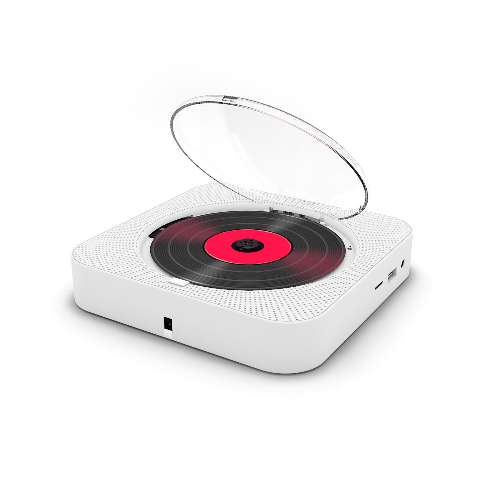 KC-909 Tragbarer CD-Player, integrierter Lautsprecher, Stereo mit doppeltem 3,5-mm-Kopfhöreranschluss, LED-Bildschirm, an der Wand montierbarer CD-Musik-Player: Grey