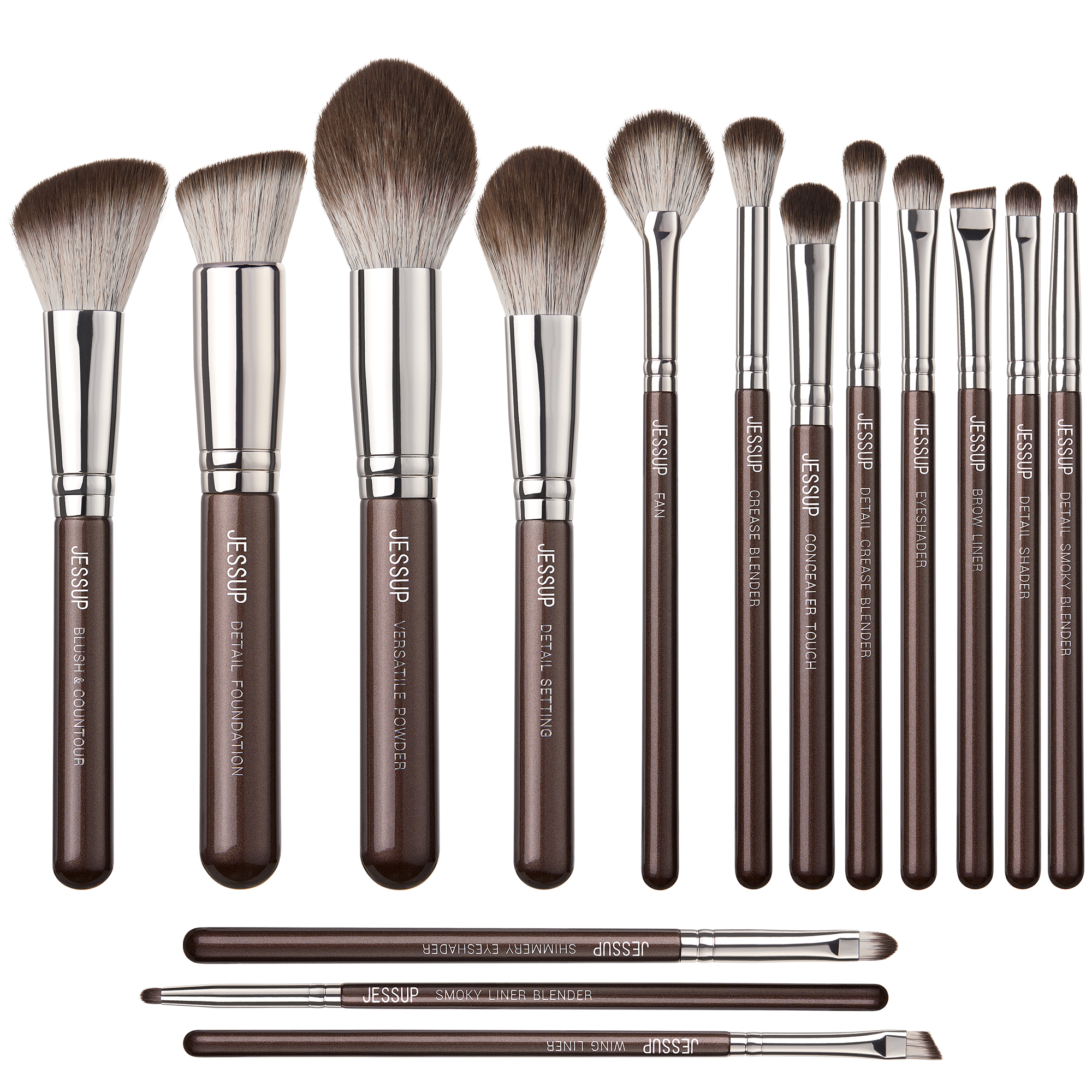 Jessup Make-up Kwasten Set 15/25 stuks Premium Synthetische Bruine Make-up Kwasten Foundation Oogschaduw Concealer Blush Eyeliner, T511: Bordeaux