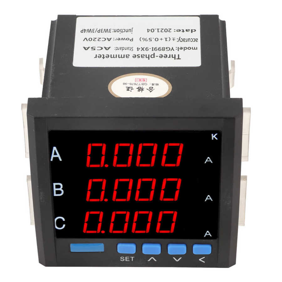 Digital LED Programmable AC Ammeter Three-Phase AC Ammeter Voltmeter Multfuctional Energy Mete