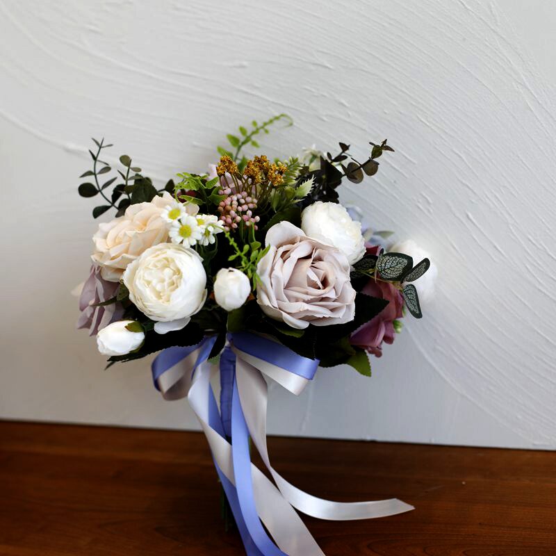 HIMSTORY INS Korean Wedding Props Artificial Flowers Bridal Roses Flowers Bridal Bouquets