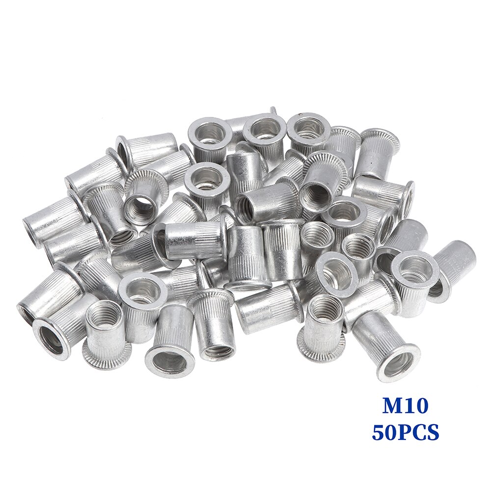 300Pcs M3 M4 M6 M8 M10 Flat Head Rivet Nuts Set Aluminum Alloy Rivet Nuts Nut Insert Riveting Set Rivet Nut Tool