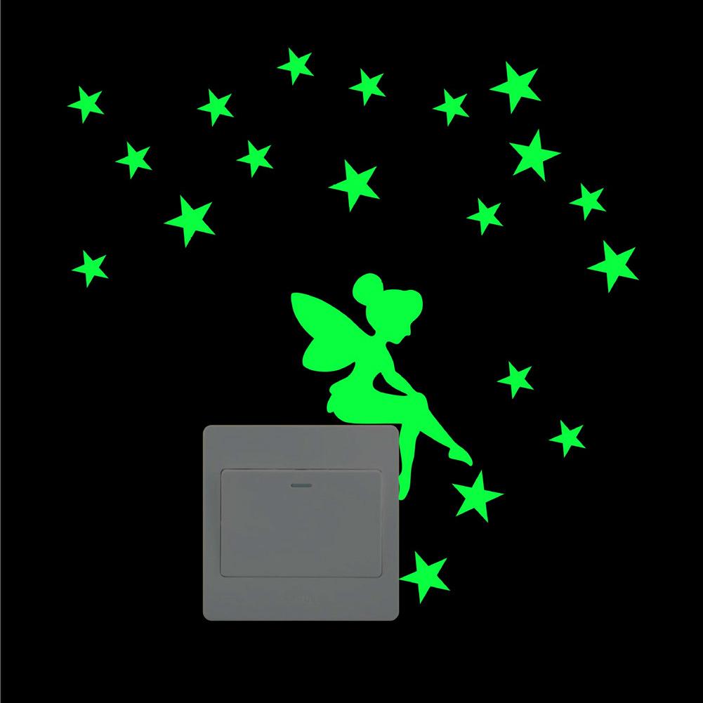 Light Switch Sticker Luminous Wall Stickers Cartoon Glow in the Dark Sticker Decal for Kids Room Decoration Home Decor Cat Fairy: D