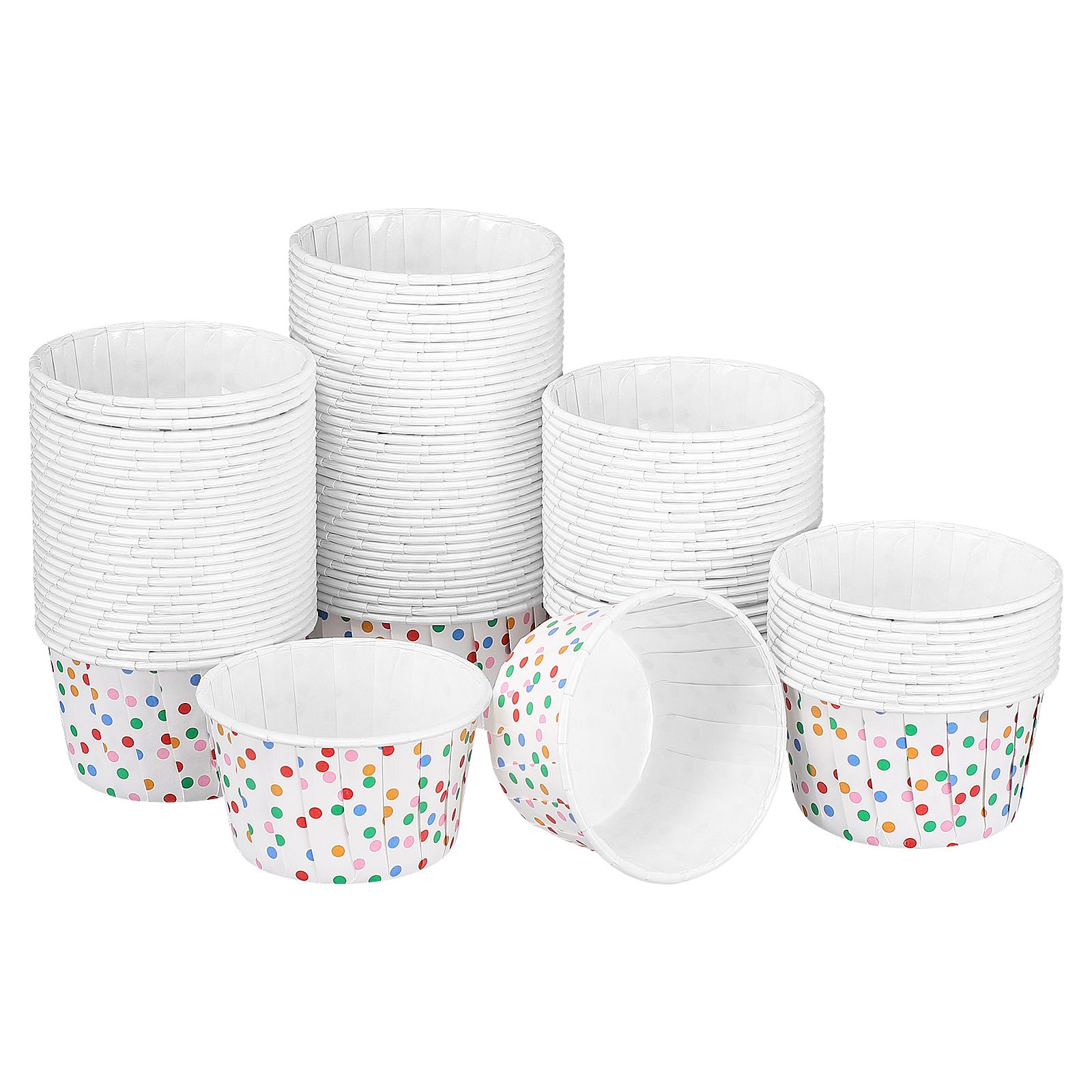 100pcs CabilockPolka Dot Paper Treat Cups Disposable Dessert Bowls for Sundae Cake Ice Cream