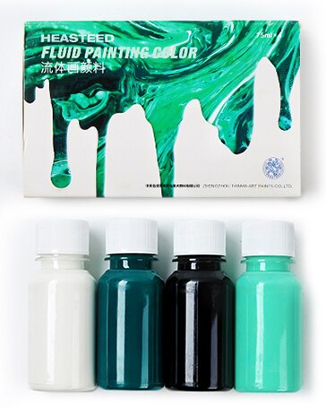 4 Bottles of Fluid Painting Paint Set Liquid Acrylic Silicone Oil Cell Fluid Painting Diy Graffiti Decorative Art Supplies oil: G 4x75ml