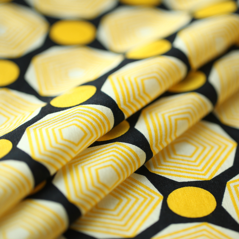 Brand custom geometric printing silk cotton fabric silk fabric for dress natural cotton fabric cotton cloth