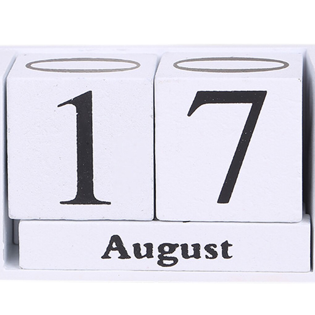 Vintage Desktop Houten Kubus Blok Kalender Thuis Kantoor Woonkamer Slaapkamer Tafel Decor Fotosessie Prop Home Decorations