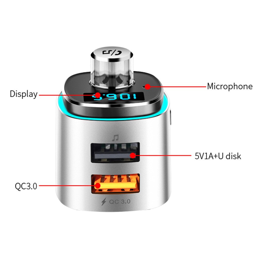 BC42 Auto Bluetooth Audio- Empfänger MP3 Musik Spieler Adapter Ladegerät FM Sender Hände-freies TF U Disk QC 3,0 schnelle Ladung
