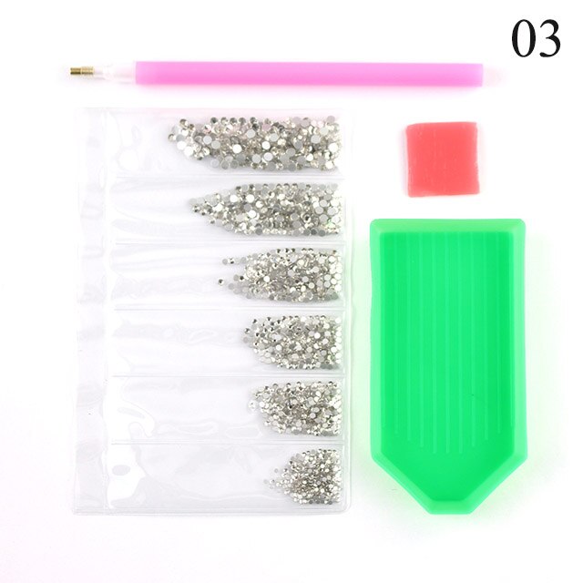 1440PCS Multi Size Glas Rhinestones AB Kleuren Platte-back SS3-SS10 Crystal Strass 3D Charmes Set DIY Manicure Nail art Decoraties: 03