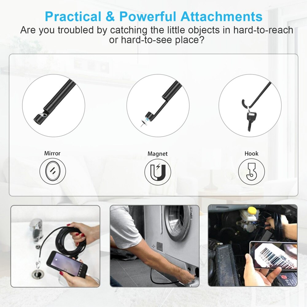 ANCEL WIiFi Endoscope HD Inspection Camera Waterproof Borescope 1080P 6500K 5.5mm Scanner Android IOS PC HD Endoscope Meter