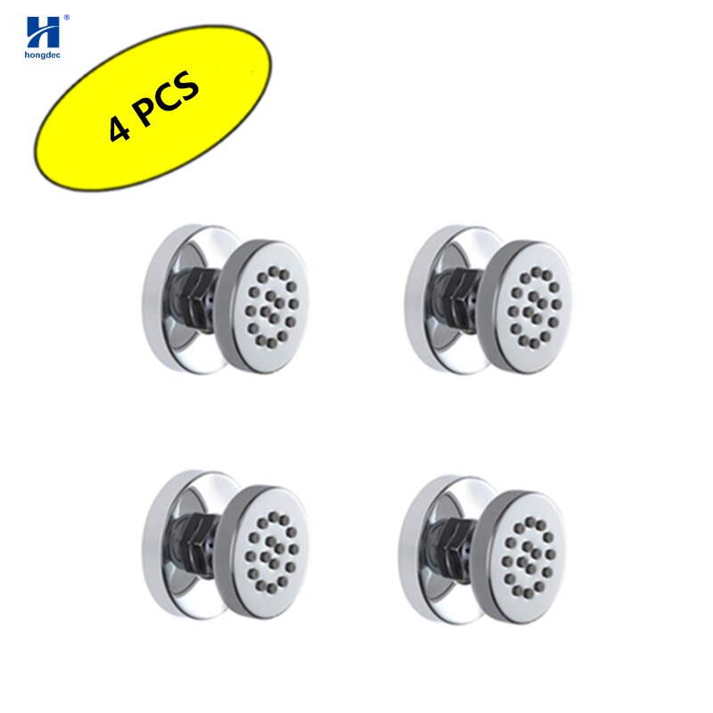 Hongdec 4 stks Messing ronde douche Body Jet Massage Spa Vast Gemonteerde Sproeier SET Chrome