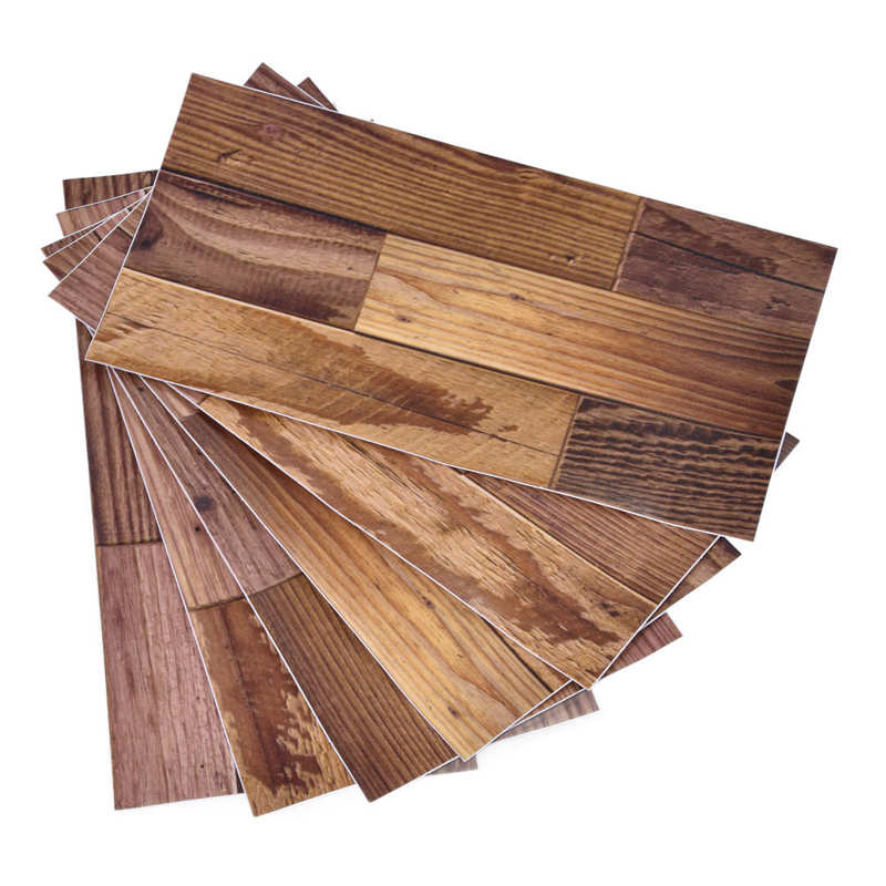 Wood Grain Tile Sticker 30x15cm Wood Wall Decals Anti Fading Peel and Paste Self Adhesive for Kitchen Bathroom Office