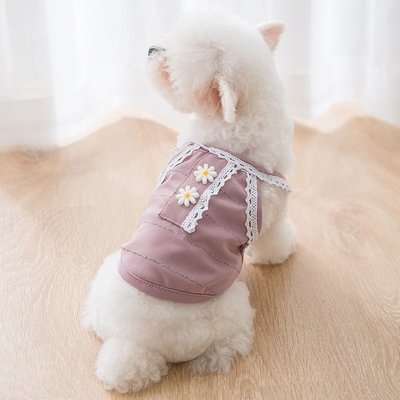 Chien été mince fleur respirant petit fronde chat coréen gilet mignon chat petit chien vêtements pour animaux de compagnie