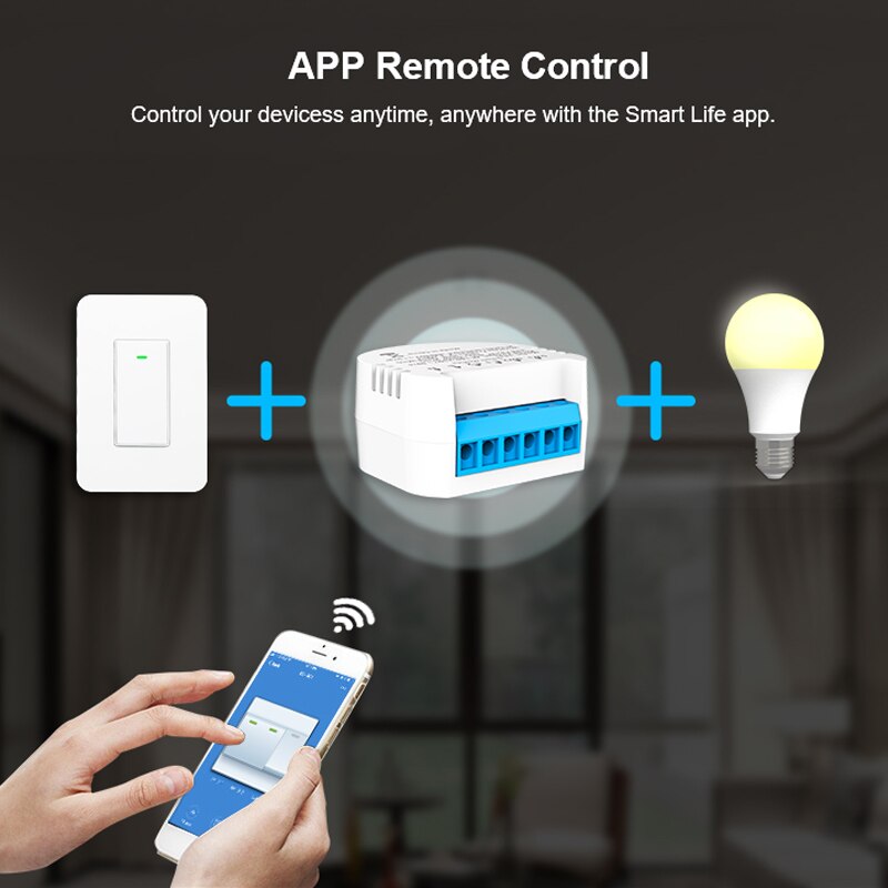 Milfra Mini DIY Remote Control Module Ordinary Switch Seconds Become Wifi Smart Light Switch for Assistant Alexa Tuya Smart Life