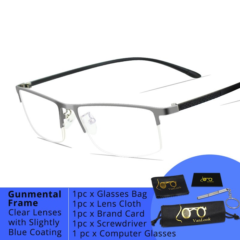 Luz azul bloqueando óculos de computador jogos para homens óculos de sol blu ray kacamata anti radiasi lente clara: Gunmental