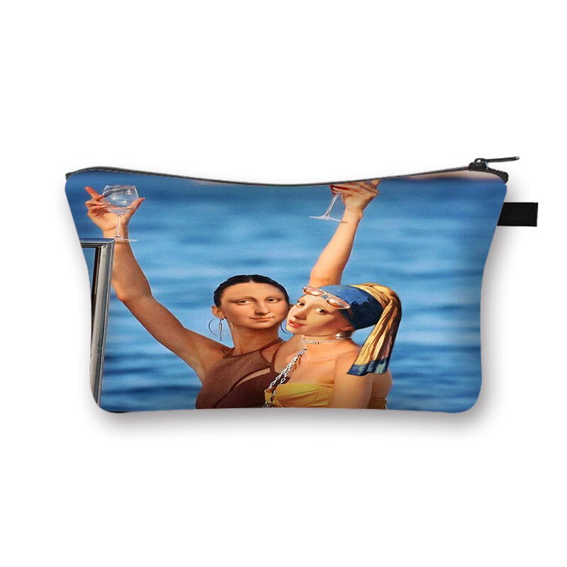 Fun-Bolso de cosméticos spoof Mona Lisa para mujer, neceser de viaje para cosméticos, monedero portátil: shzbqwmnls019x