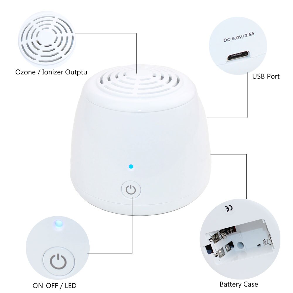 Mini Air Purifier Fridge Ozone Generator Fresh for Refrigerator Bathroom Food Fresh Wardrobe Disinfection