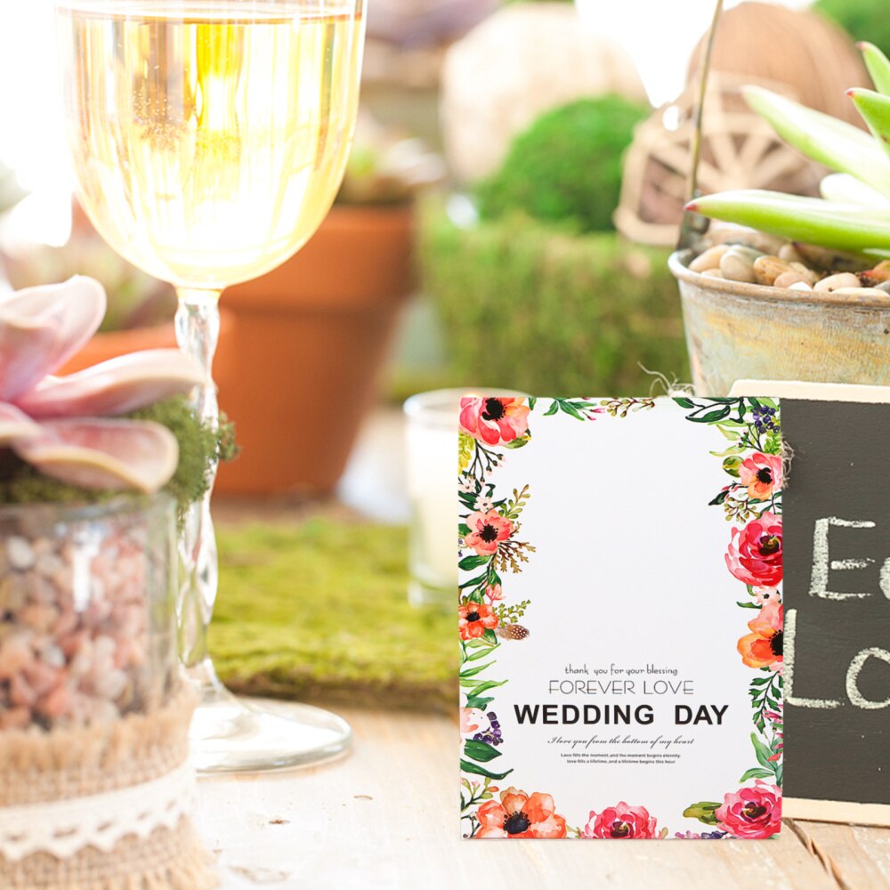 10pcs Table Cards Flower Printing Name Cards Place Cards Wedding Party