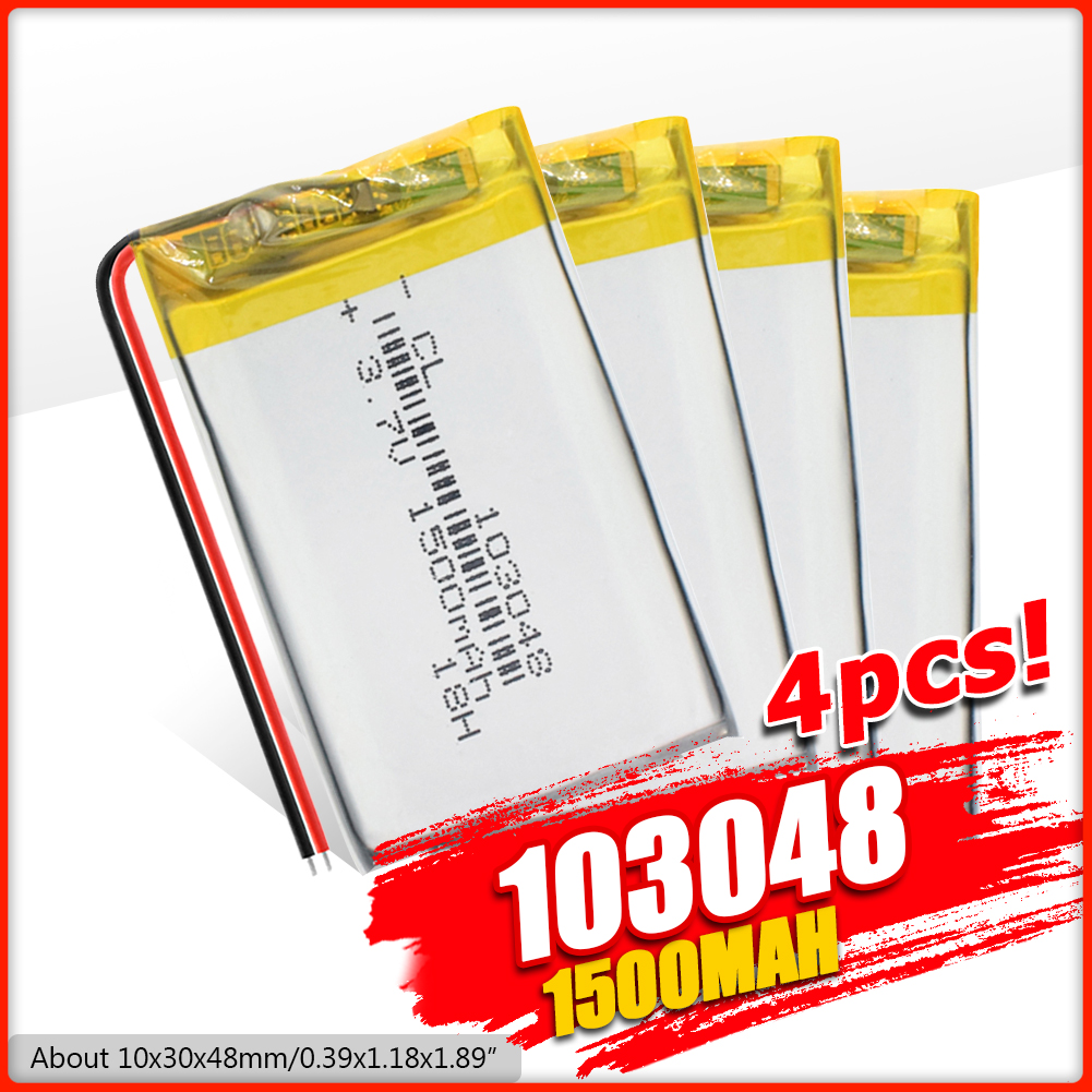 Oplaadbare 1500Mah Li-Po Lithium Li-Polymeer Batterij Vervangende Batterij 103048 Diy Batterij Voor MP3 MP4 Dvd speaker Camera