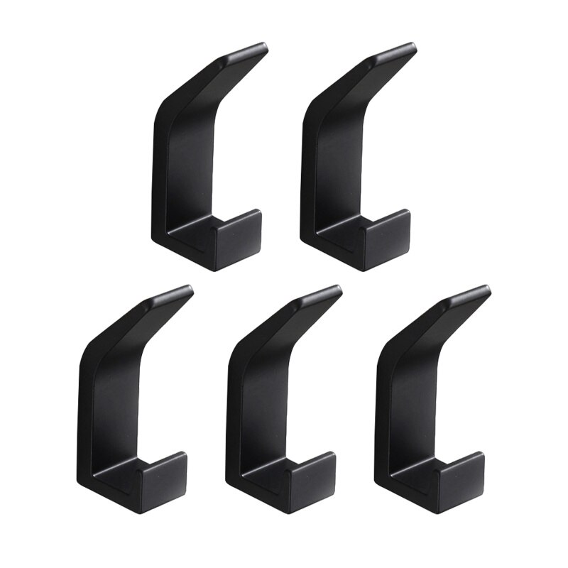 Crochet Double pour serviette, noir et blanc, pour vêtements de salle de bain, chambre à coucher, crochet pour manteau, accessoires de cuisine pour salon: 5pcs Black