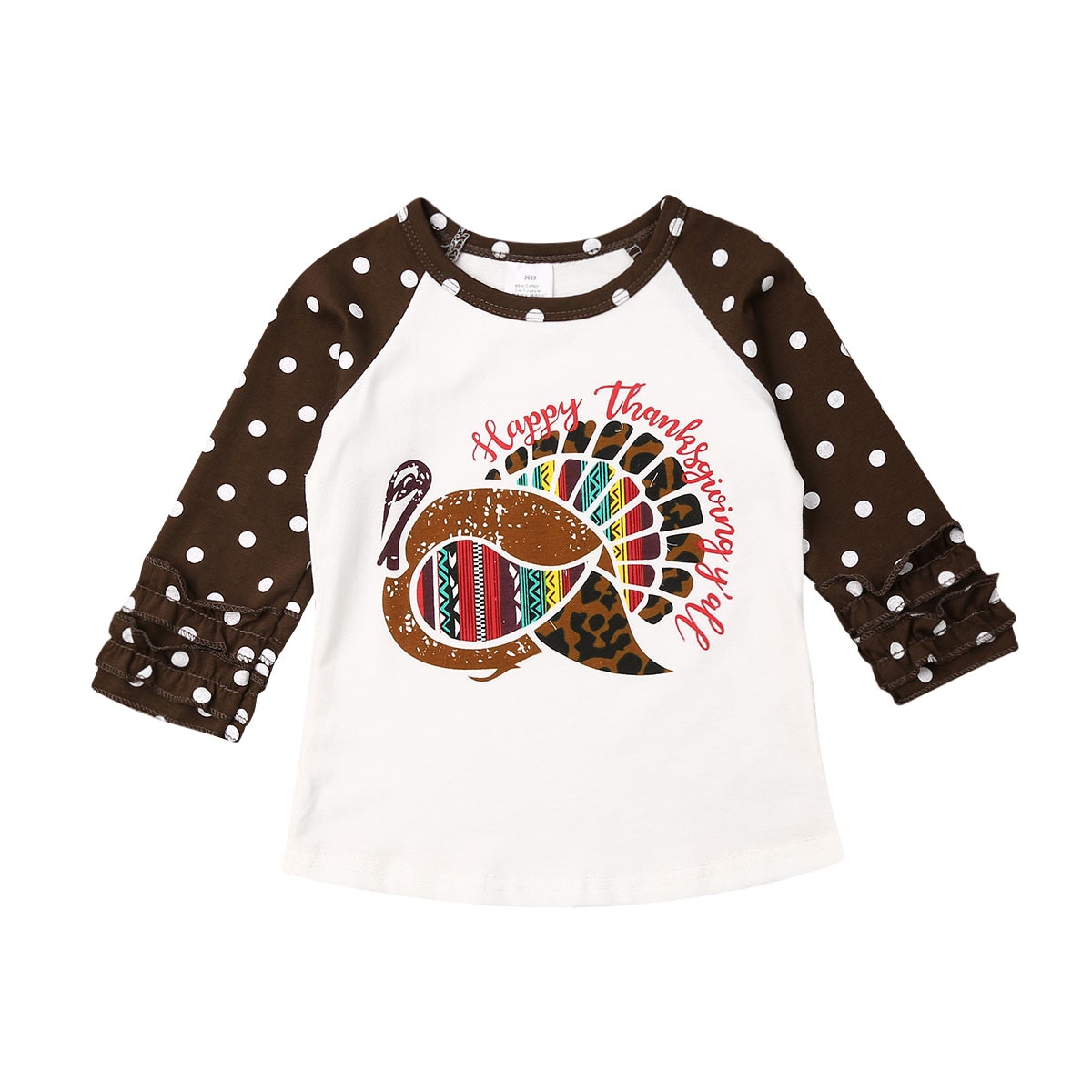 Happy Thanksgiving Fall/winter Baby Meisjes Boutique Top t-shirts Kleding Wijn Stip Icing Mouw Katoen Serape