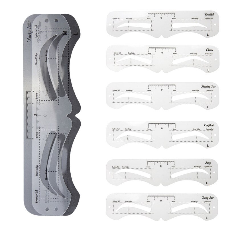 6Pcs/set Eyebrow Stencil Set Eye Brow DIY Drawing Guide Styling Shaping Grooming Template Card Easy Makeup Reusable