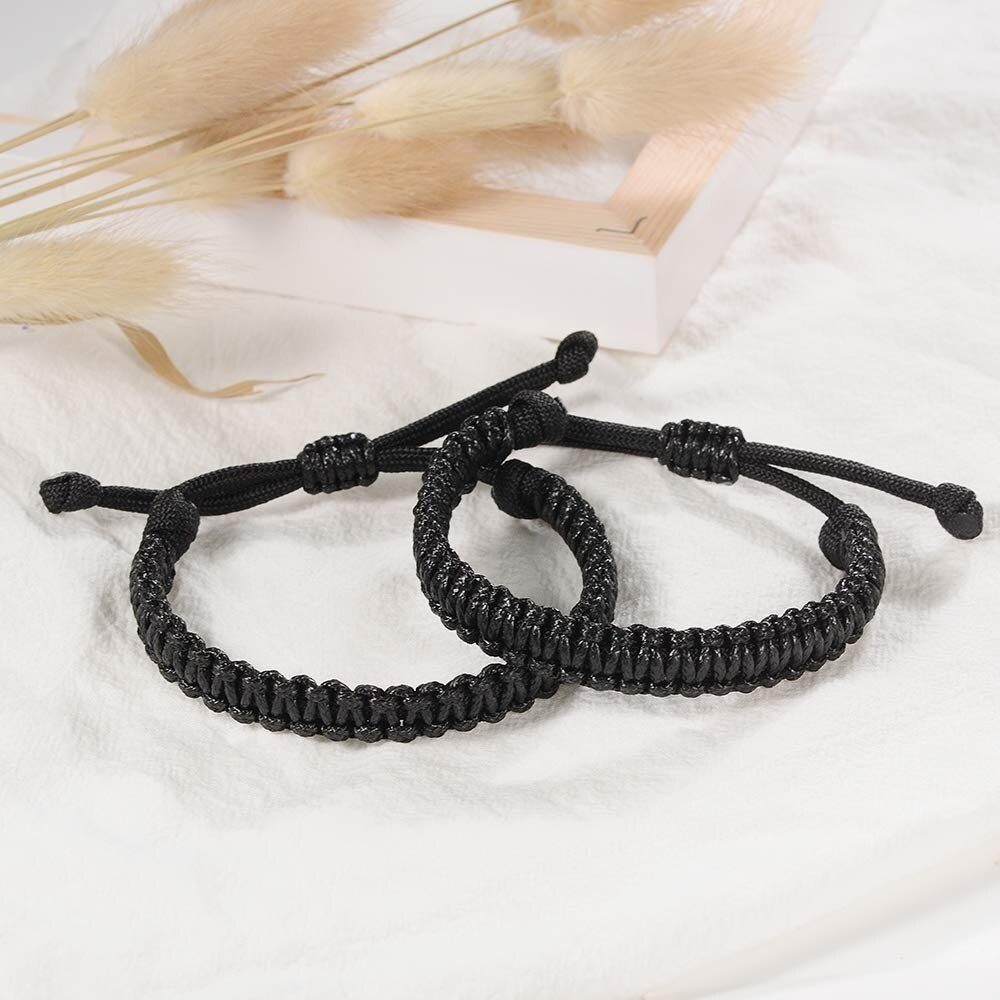 1Pcs Handgemaakte Gevlochten Unisex Vriendschap Afstand Bijpassende Bff Paracord Touw Wax String Armband