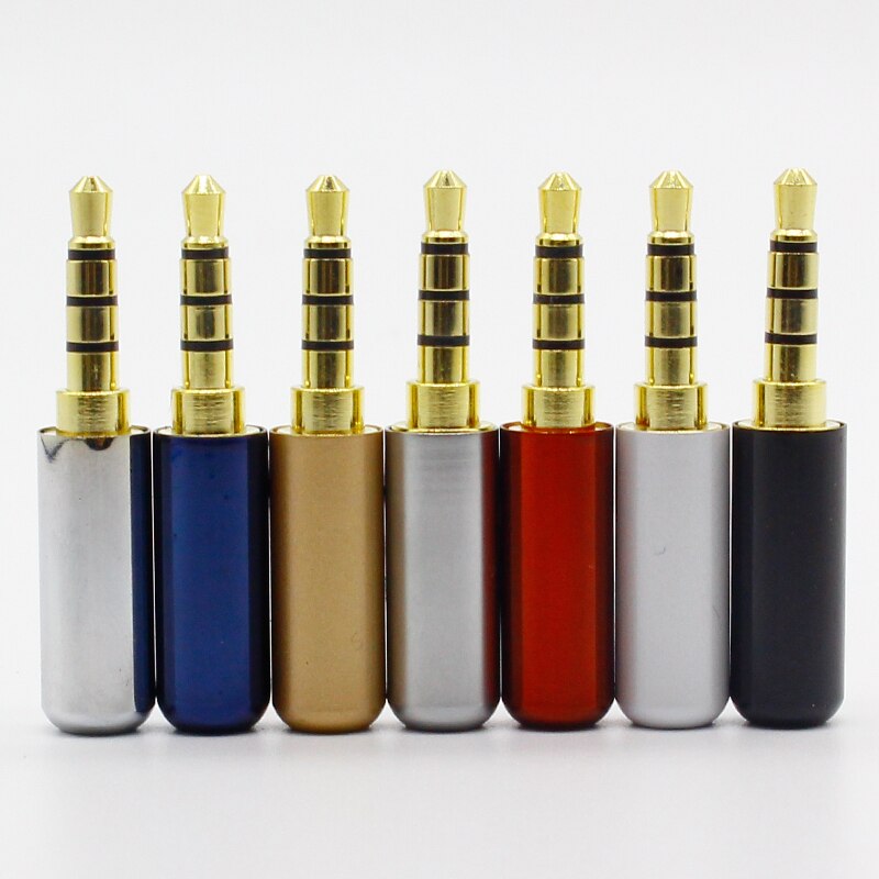 7 stk kobber forgyldt 1/8 " 3.5mm hanstik mini jack stik lodning 4 polet stik reparation hovedtelefon kabel lodde