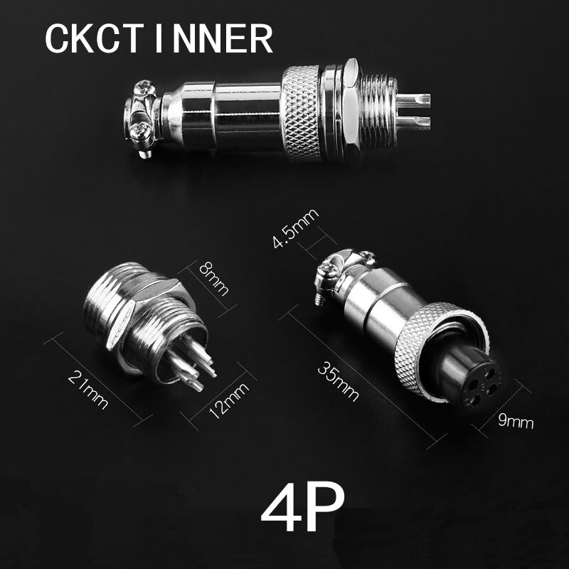 1 set GX12 / 2/3/4/5/6/7 Pin male + female 12mm 88-93 Circular aviation cable plug plastic connector: GX12 4P