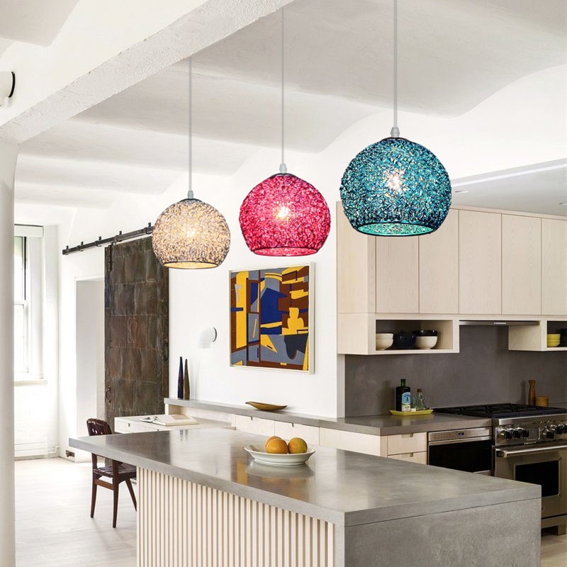 Modern aluminium metall  e27 led taklampa macaron enkelhuvud pendellampa för trappa matsal vardagsrum studie hotell