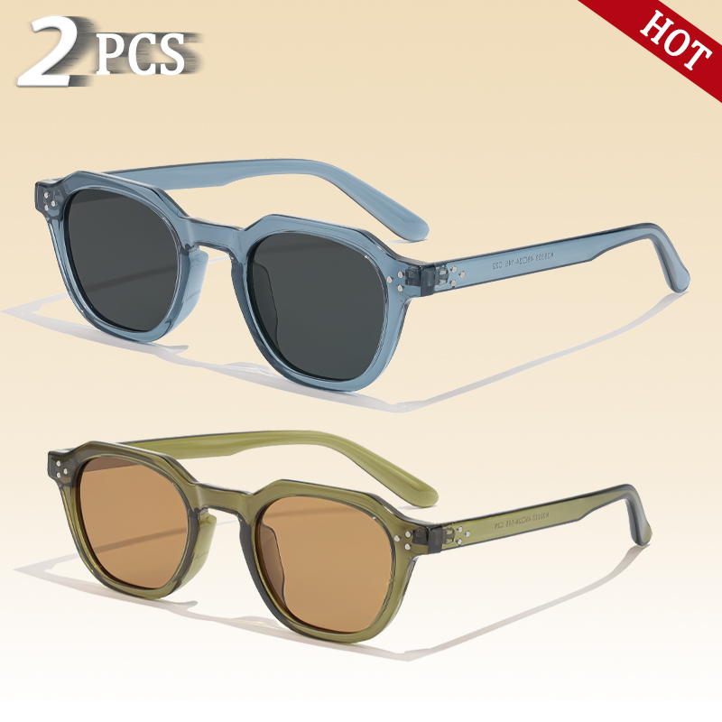 CATERSIDE gafas de sol polarizadas Retro para hombre, gafas de sol poligonales ultraligeras TR90 con montura UV400, gafas de viaje de para exteriores: YELLOW
