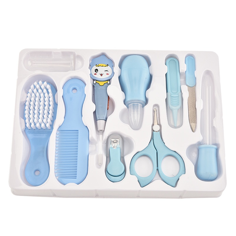 Kit de cuidados infantis com tesoura e pentes, 10 unidades, conjunto de cuidados para bebês, infantil, tesoura, cortador de unhas, escova de cabelo