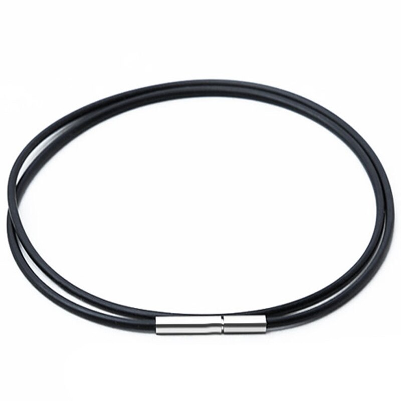 1pc 3mm sort læder ledning voks reb kæde halskæde rustfrit stål rør lås halskæder kæde