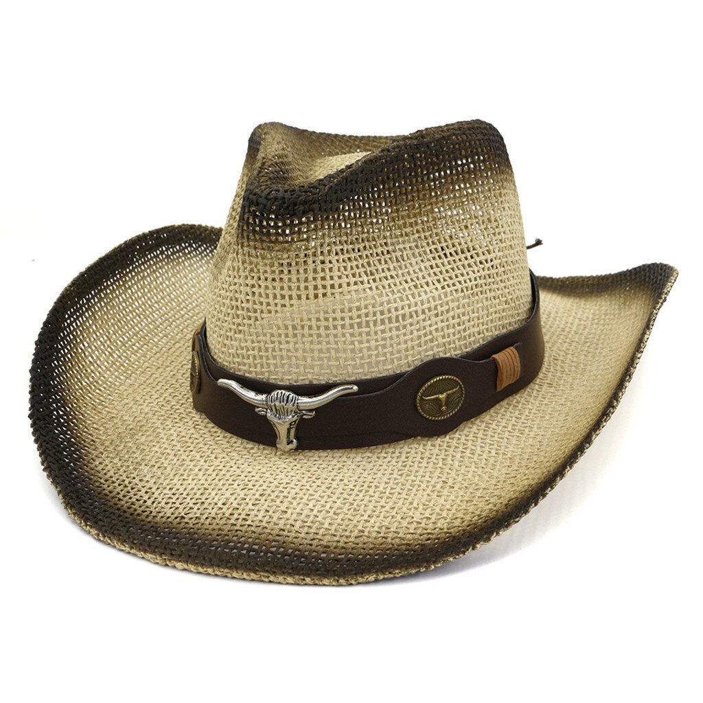 Mannen Vrouwen Retro Western Cowboy Hoed Rijden Lederen Riem Brede Rand Cap Hoed En # XB20