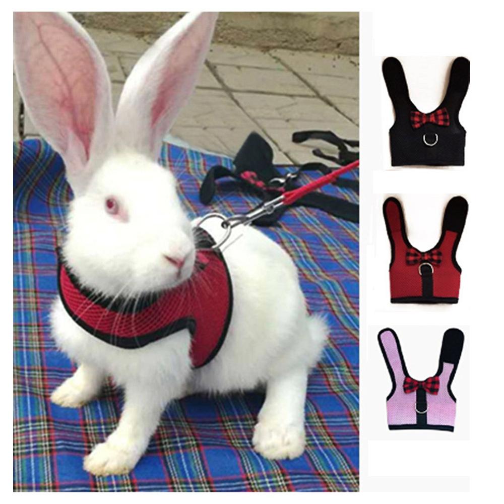 Arnés de chaleco para hámster de conejos con Leas, arnés de malla para el pecho con correa para conejitos de Indias, animales pequeños, accesorios para mascotas, S/M/L
