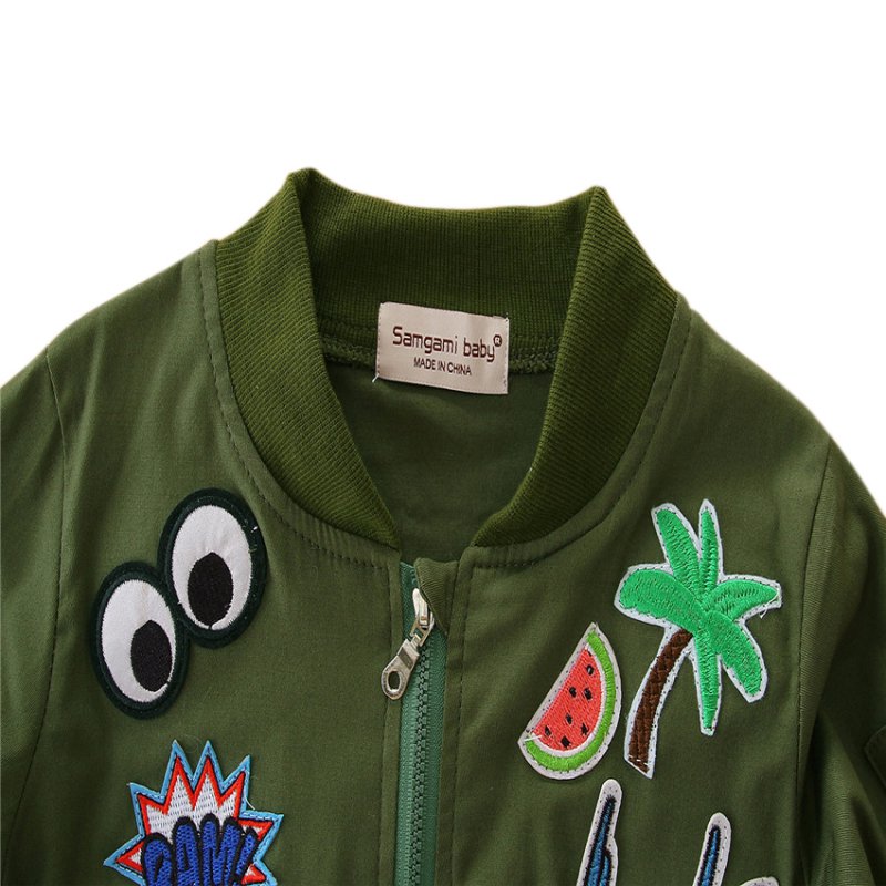 jungen Mädchen Patch Bomber Jacken Leichte Laufschuhe Mäntel Flug Anzug Casual Druck Jacke Bestickt Patches Jacke Mäntel