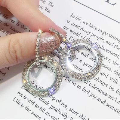 European and American jewelry popular geometric imitation circle statement earrings: Silver