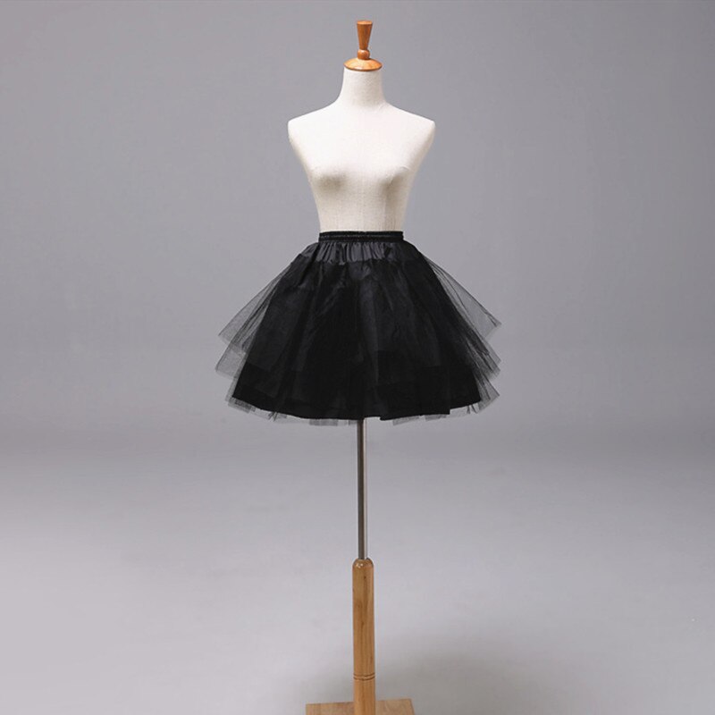 Short Petticoats 3 Layers Underskirt Wedding Dress Adjustable Lace Cosplay White Black Ballet Petticoat for Bridal Lady Girls