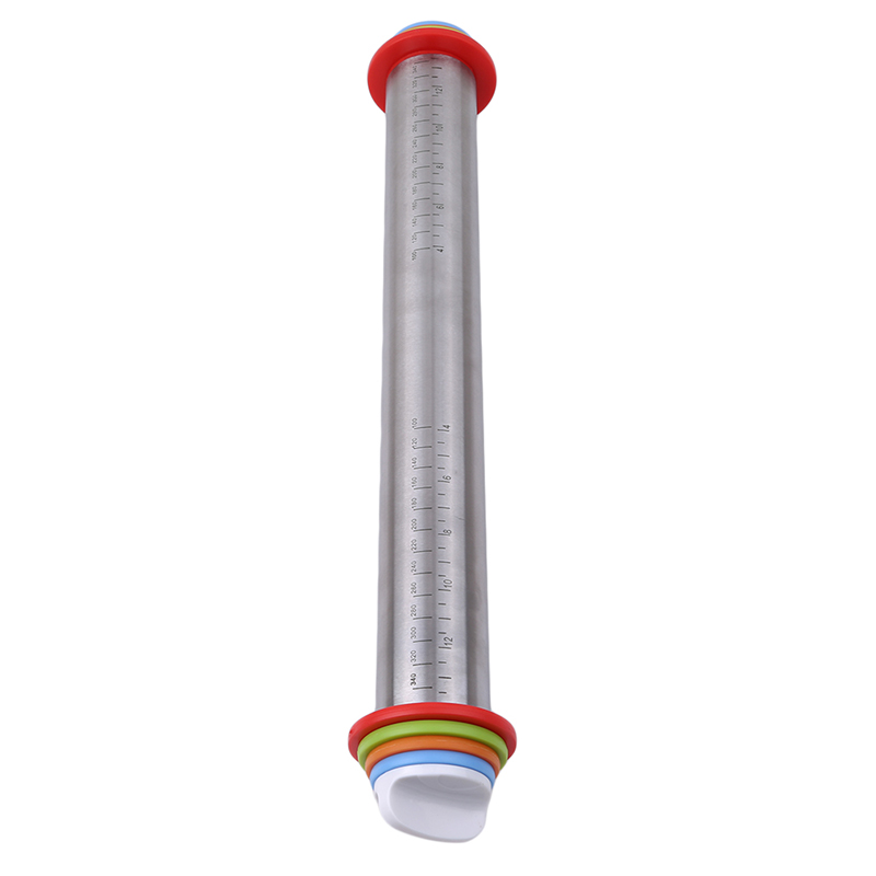 1pc4 Adjustable Discs Stainless Steel Rolling Pin Non-Stick Removable Rings Dough Dumplings Noodles Pizza Baking Tools