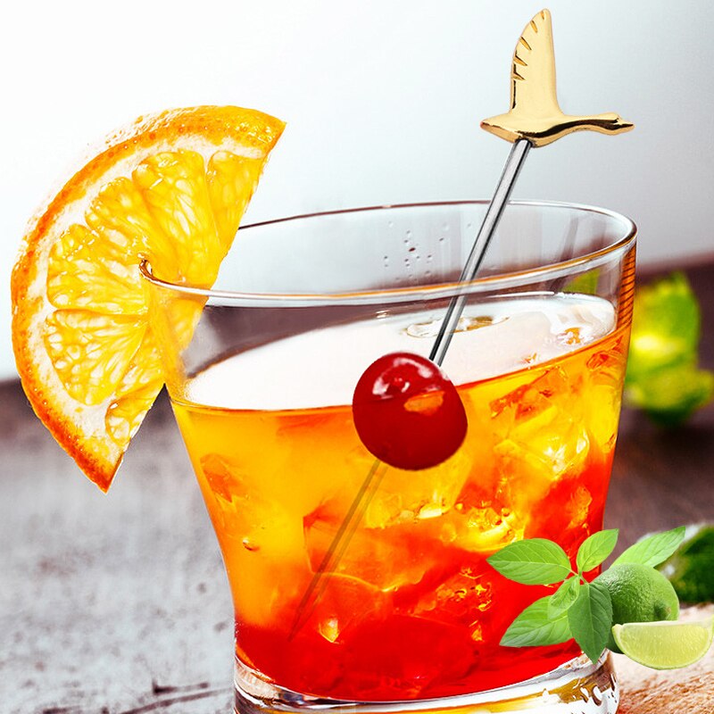 Palillo de selección de cóctel de frutas de 10,5 cm, herramientas de barra de acero inoxidable, varilla para mezclar bebidas, palillos de Martini, herramienta de Bar de 4 colores para bodas y fiestas