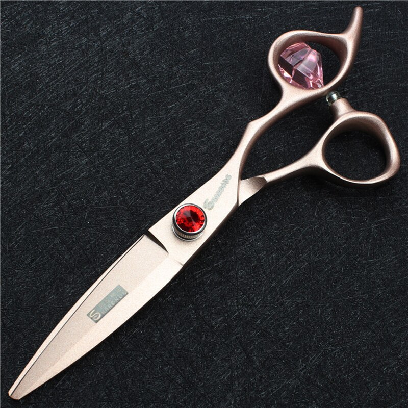 Hairdressers Barber Special Scissors Household 6" Willow Leaf Scissors Japanese Style 440C Sliding Cutting Shears Gilt Purple: rose golden