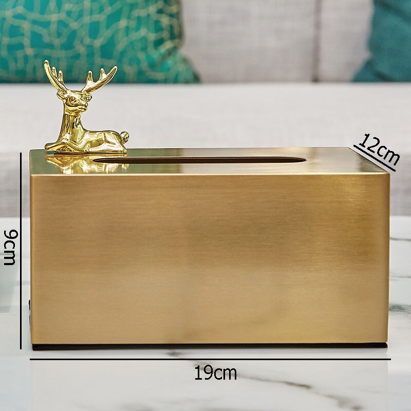 Caja de pañuelos decorativa con de pájaro dorado, cajas de pañuelos con adsorción magnética de animales para mesa de cena, soporte para servilletas, organizador de toallas de papel: D with deer