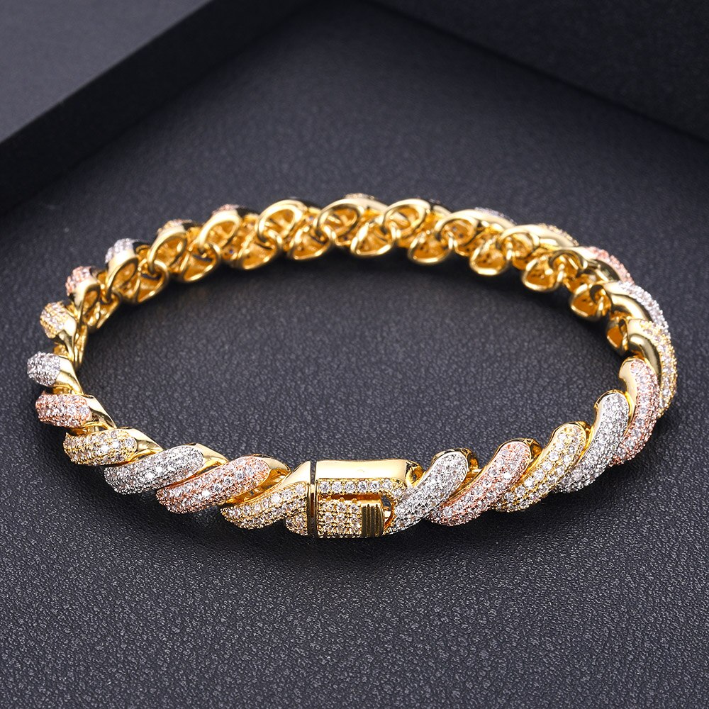janekelly Rope Bracelet Gold SilverThick Mens Twisted Braided Chain Hip hop Bracelet