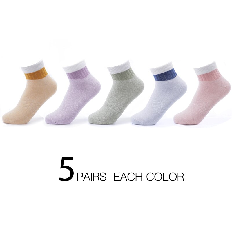 HSS Brand Women Cotton Striped Socks Pink Green Short Socks Spring Summer Breathable For Woman sock hosiery female: 5Colors