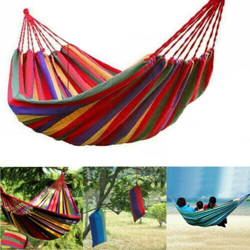 Outdoor Leisure collapsible canvas Hammocks Ultralight Camping Hammock with Backpack Hanging Hammock Portable Cotton Rope